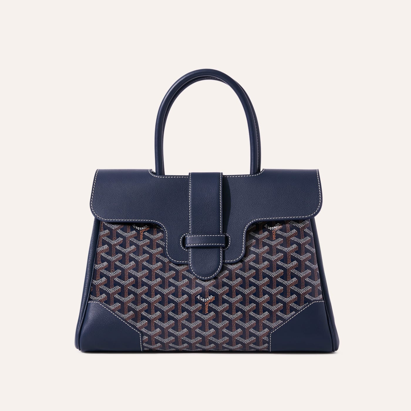 Goyard Saigon Tote Navy Blue Goyardine Canvas Palladium Hardware - Image 1